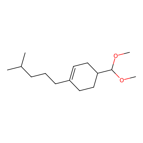 4-(Dimethoxymethyl)-1-(4-methylpentyl)cyclohexene structure