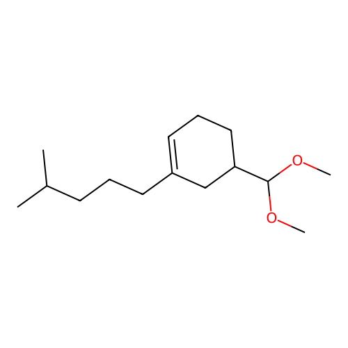 5-(Dimethoxymethyl)-1-(4-methylpentyl)cyclohexene structure