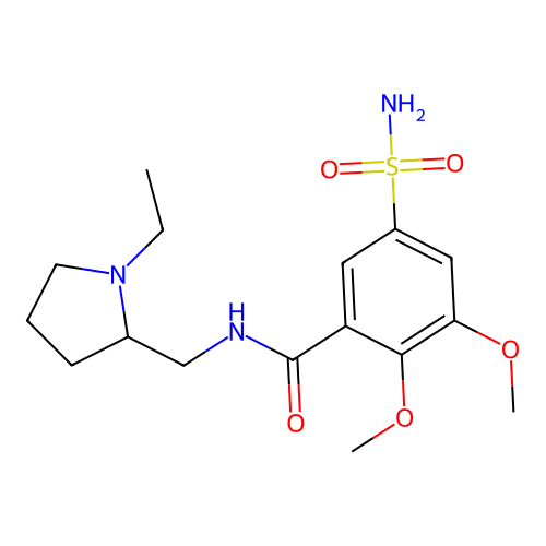 5-(Aminosulphonyl)-N-((1-ethyl-2-pyrrolidinyl)methyl)-2,3-dimethoxybenzamide structure