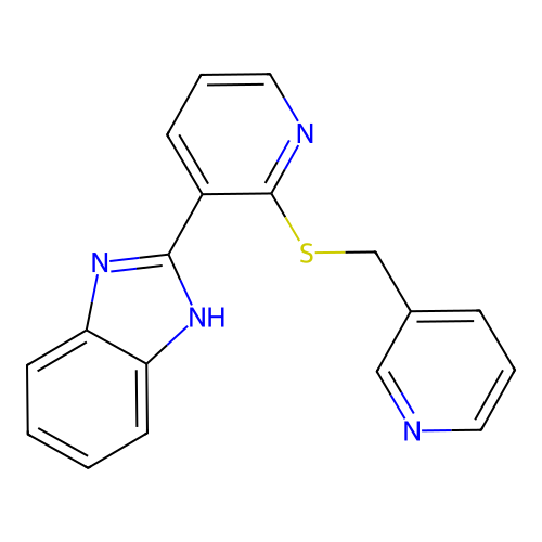 2-(2-((pyridin-3-ylmethyl)thio)pyridin-3-yl)-1H-benzo[d]imidazole structure
