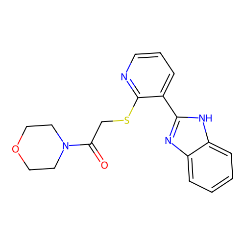 2-[3-(1H-benzimidazol-2-yl)pyridin-2-yl]sulfanyl-1-morpholin-4-ylethanone structure