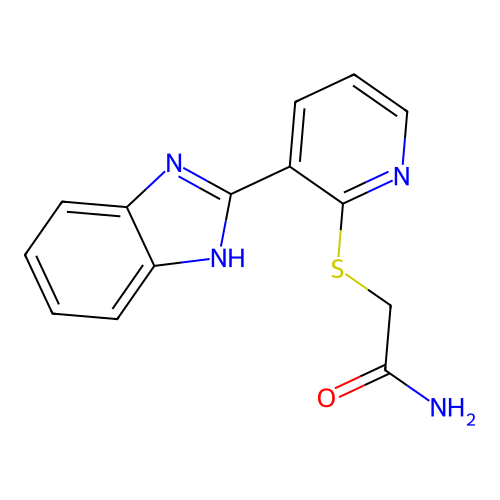 2-((3-(1H-benzo[d]imidazol-2-yl)pyridin-2-yl)thio)acetamide structure