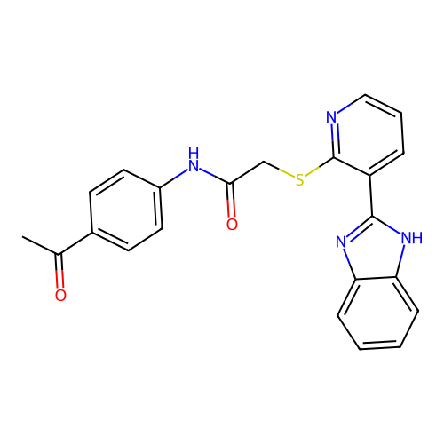N-(4-acetylphenyl)-2-[3-(1H-benzimidazol-2-yl)pyridin-2-yl]sulfanylacetamide structure