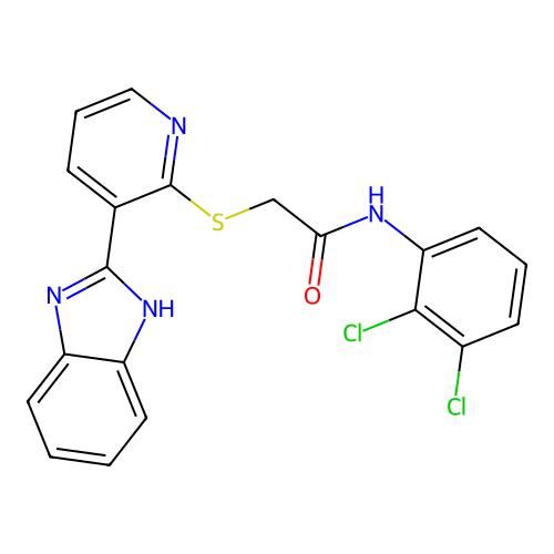 2-[[3-(2-Benzimidazolyl)-2-pyridyl]thio]-N-(2,3-dichlorophenyl)acetamide structure