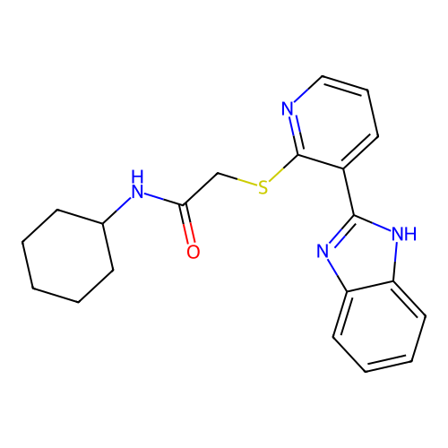 2-[[3-(2-Benzimidazolyl)-2-pyridyl]thio]-N-cyclohexylacetamide structure