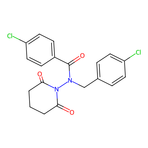 4-chloro-N-[(4-chlorophenyl)methyl]-N-(2,6-dioxopiperidin-1-yl)benzamide structure