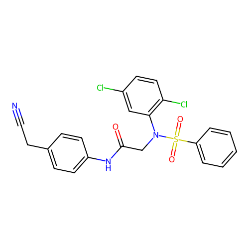 2-[N-(benzenesulfonyl)-2,5-dichloroanilino]-N-[4-(cyanomethyl)phenyl]acetamide structure