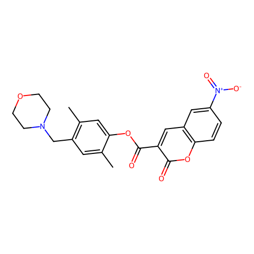 2,5-dimethyl-4-(morpholinomethyl)phenyl 6-nitro-2-oxo-2H-chromene-3-carboxylate structure