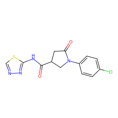 1-(4-chlorophenyl)-5-oxo-N-(1,3,4-thiadiazol-2-yl)pyrrolidine-3-carboxamide structure