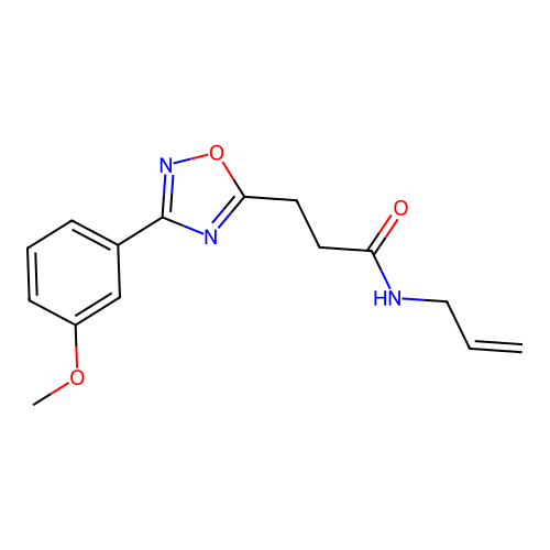 3-[3-(3-methoxyphenyl)-1,2,4-oxadiazol-5-yl]-N-prop-2-enylpropanamide structure