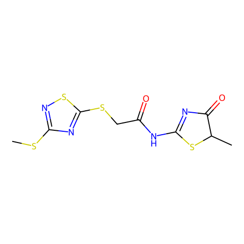 N-(5-methyl-4-oxo-1,3-thiazol-2-yl)-2-[(3-methylsulfanyl-1,2,4-thiadiazol-5-yl)sulfanyl]acetamide structure