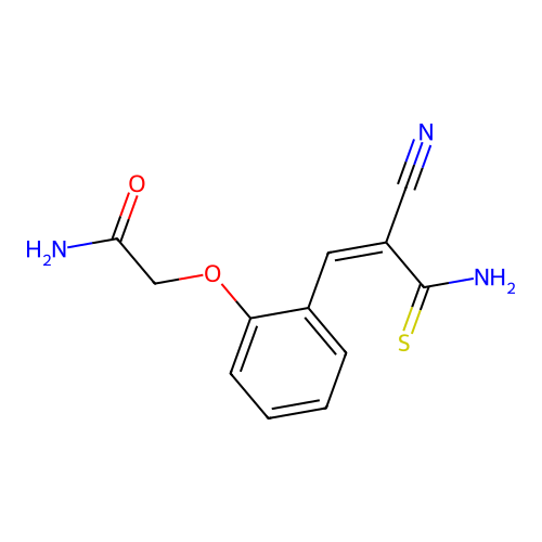 2-{2-[(1Z)-3-amino-2-cyano-3-thioxoprop-1-en-1-yl]phenoxy}acetamide structure