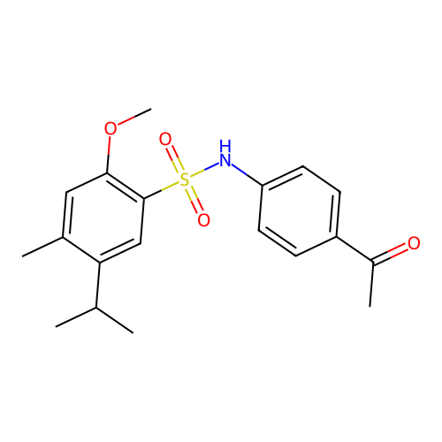 N-(4-acetylphenyl)-2-methoxy-4-methyl-5-(propan-2-yl)benzenesulfonamide structure