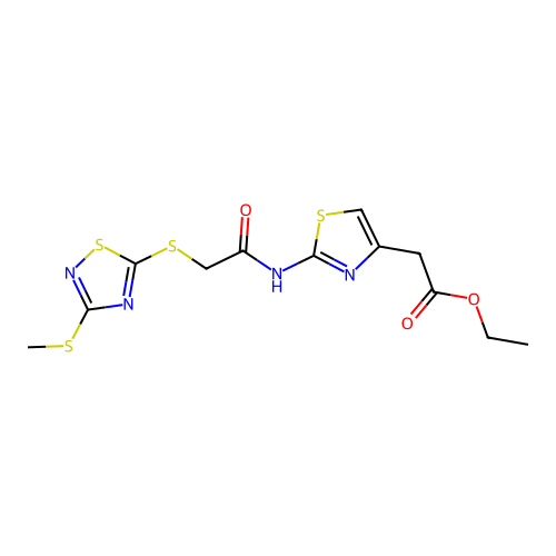 ETHYL 2-[2-(2-{[3-(METHYLSULFANYL)-1,2,4-THIADIAZOL-5-YL]SULFANYL}ACETAMIDO)-1,3-THIAZOL-4-YL]ACETATE structure