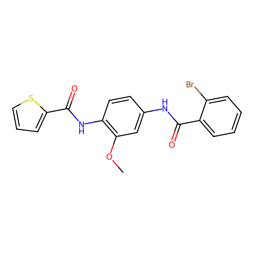 N-[4-[(2-bromobenzoyl)amino]-2-methoxyphenyl]thiophene-2-carboxamide structure