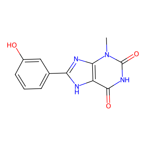 8-(3-hydroxyphenyl)-3-methyl-7H-purine-2,6-dione structure