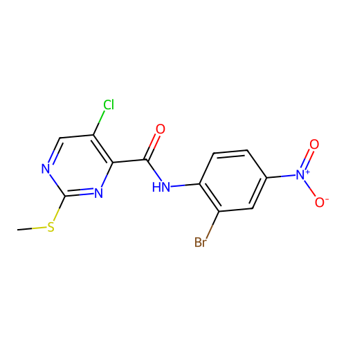 N-(2-bromo-4-nitrophenyl)-5-chloro-2-methylsulfanylpyrimidine-4-carboxamide structure