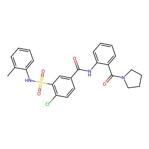 4-chloro-3-[(2-methylphenyl)sulfamoyl]-N-[2-(pyrrolidine-1-carbonyl)phenyl]benzamide structure