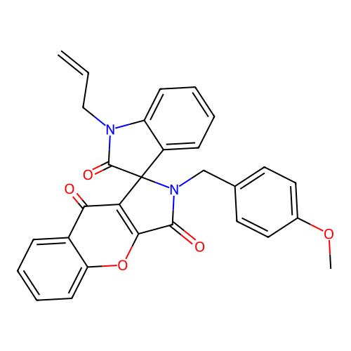 2-[(4-methoxyphenyl)methyl]-1'-prop-2-enylspiro[chromeno[2,3-c]pyrrole-1,3'-indole]-2',3,9-trione structure