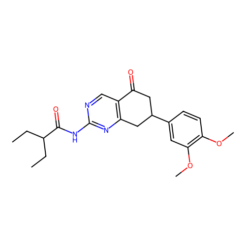 N-[7-(3,4-dimethoxyphenyl)-5-oxo-5,6,7,8-tetrahydroquinazolin-2-yl]-2-ethylbutanamide structure
