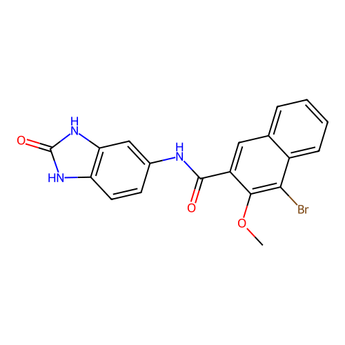 4-bromo-3-methoxy-N-(2-oxo-2,3-dihydro-1H-benzimidazol-5-yl)-2-naphthamide structure