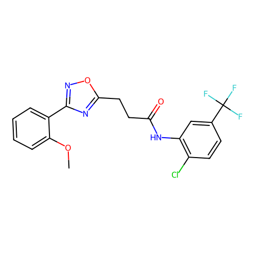 N-[2-chloro-5-(trifluoromethyl)phenyl]-3-[3-(2-methoxyphenyl)-1,2,4-oxadiazol-5-yl]propanamide structure