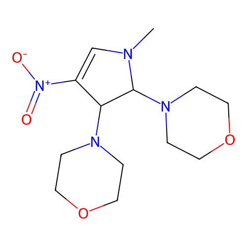 4-(1-Methyl-2-morpholin-4-yl-4-nitro-2,3-dihydropyrrol-3-yl)morpholine structure