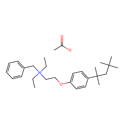 Benzyldiethyl(2-(4-(1,1,3,3-tetramethylbutyl)phenoxy)ethyl)ammonium acetate structure