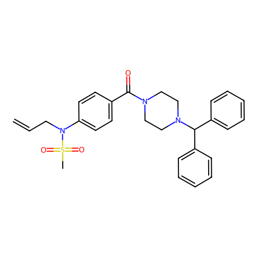 N-[4-(4-benzhydrylpiperazine-1-carbonyl)phenyl]-N-prop-2-enylmethanesulfonamide structure