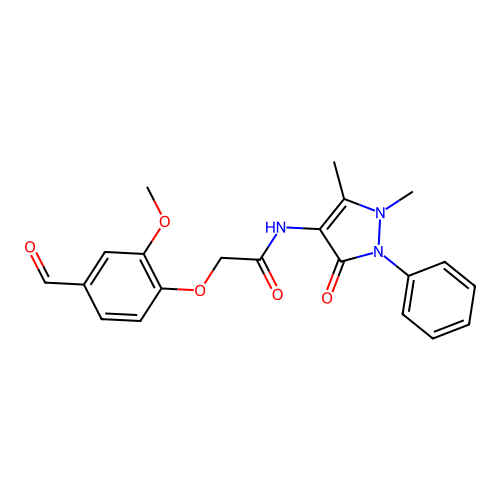 N-(1,5-dimethyl-3-oxo-2-phenyl-2,3-dihydro-1H-pyrazol-4-yl)-2-(4-formyl-2-methoxyphenoxy)acetamide structure