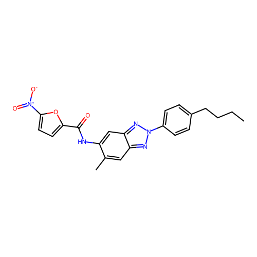 N-[2-(4-butylphenyl)-6-methylbenzotriazol-5-yl]-5-nitrofuran-2-carboxamide structure