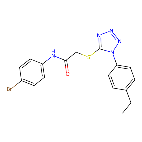 N-(4-bromophenyl)-2-[1-(4-ethylphenyl)tetrazol-5-yl]sulfanylacetamide structure
