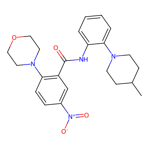 N-[2-(4-methylpiperidin-1-yl)phenyl]-2-morpholin-4-yl-5-nitrobenzamide structure