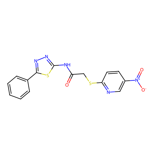 2-(5-nitropyridin-2-yl)sulfanyl-N-(5-phenyl-1,3,4-thiadiazol-2-yl)acetamide structure