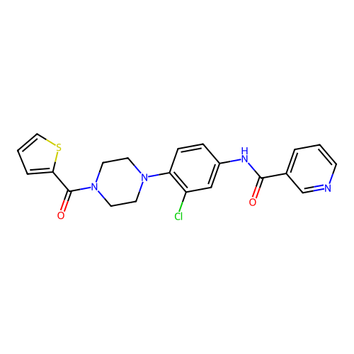 N-[3-chloro-4-[4-(thiophene-2-carbonyl)piperazin-1-yl]phenyl]pyridine-3-carboxamide structure