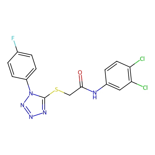 N-(3,4-dichlorophenyl)-2-[1-(4-fluorophenyl)tetrazol-5-yl]sulfanylacetamide structure