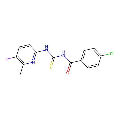 N-(4-chlorobenzoyl)-N'-(5-iodo-6-methyl-2-pyridinyl)thiourea structure