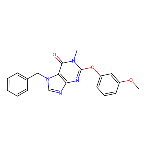 7-benzyl-2-(3-methoxyphenoxy)-1-methyl-1,7-dihydro-6H-purin-6-one structure