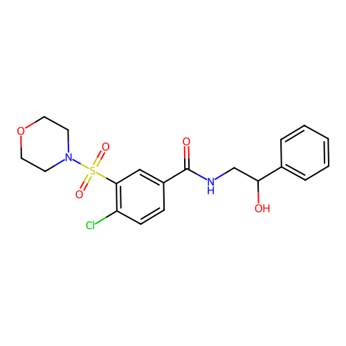 4-chloro-N-(2-hydroxy-2-phenylethyl)-3-morpholin-4-ylsulfonylbenzamide structure