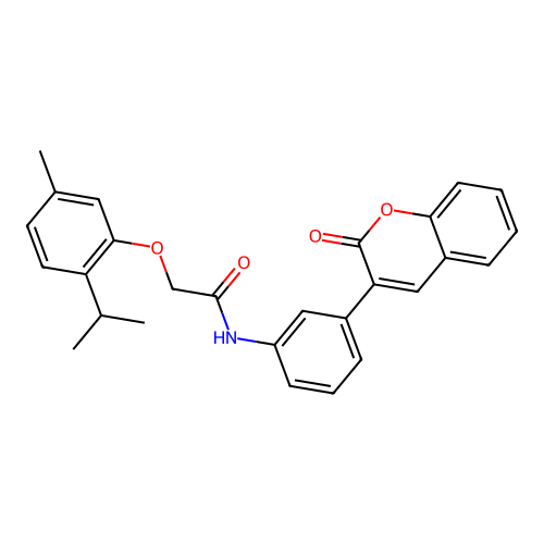 2-(5-methyl-2-propan-2-ylphenoxy)-N-[3-(2-oxochromen-3-yl)phenyl]acetamide structure