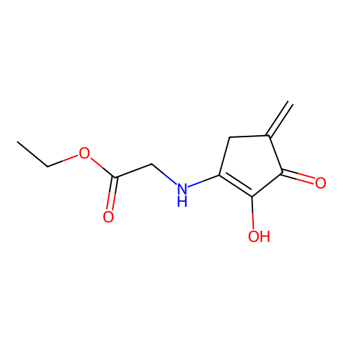 Ethyl 2-[(2-hydroxy-4-methylidene-3-oxocyclopenten-1-yl)amino]acetate structure