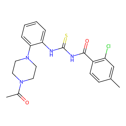 N-[[2-(4-acetylpiperazin-1-yl)phenyl]carbamothioyl]-2-chloro-4-methylbenzamide structure