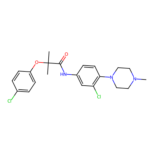 N-[3-chloro-4-(4-methylpiperazin-1-yl)phenyl]-2-(4-chlorophenoxy)-2-methylpropanamide structure