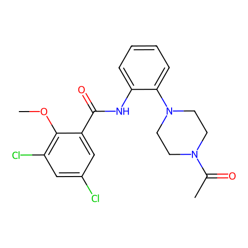 N-[2-(4-acetylpiperazin-1-yl)phenyl]-3,5-dichloro-2-methoxybenzamide structure