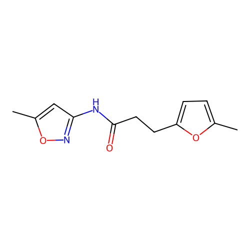 3-(5-methylfuran-2-yl)-N-(5-methyl-1,2-oxazol-3-yl)propanamide structure