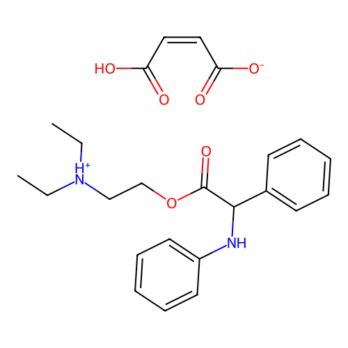 Glycine, N,2-diphenyl-, 2-(diethylamino)ethyl ester, maleate structure