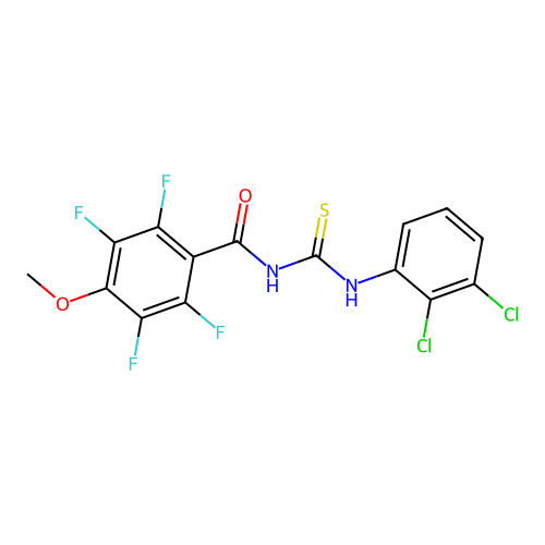 N-[(2,3-dichlorophenyl)carbamothioyl]-2,3,5,6-tetrafluoro-4-methoxybenzamide structure