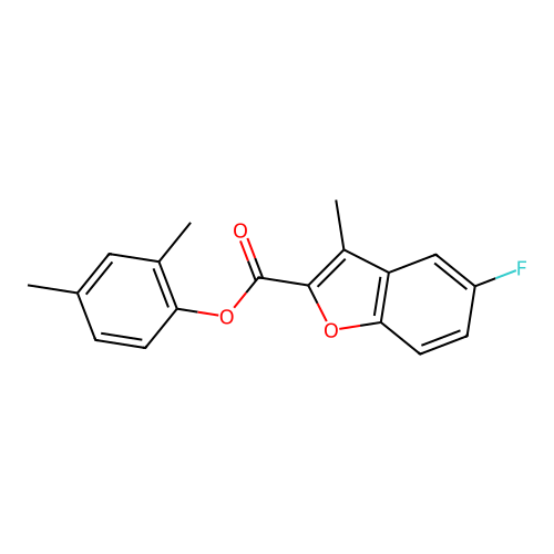 2,4-Dimethylphenyl 5-fluoro-3-methyl-1-benzofuran-2-carboxylate structure