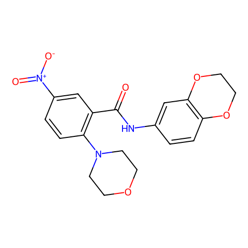 N-(2,3-dihydro-1,4-benzodioxin-6-yl)-2-morpholin-4-yl-5-nitrobenzamide structure