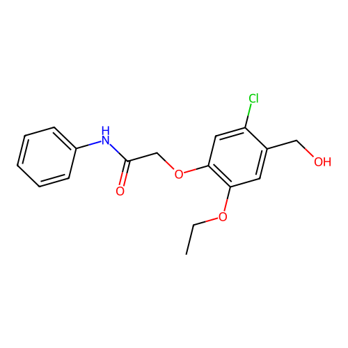 2-[5-chloro-2-ethoxy-4-(hydroxymethyl)phenoxy]-N-phenylacetamide structure